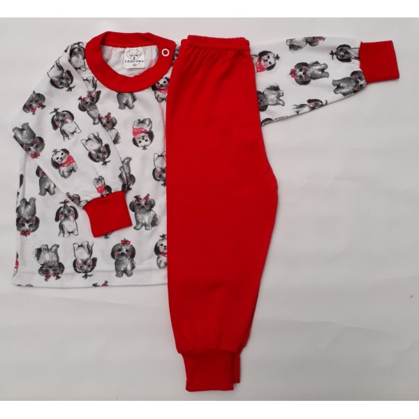0275 Pijama Comprido Vermelho com Cachorro M